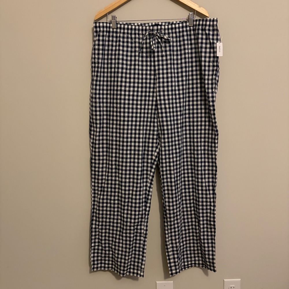 GapBody Womens XL Navy Blue Gingham Check Cotton Pajama Pants 793269-66-1